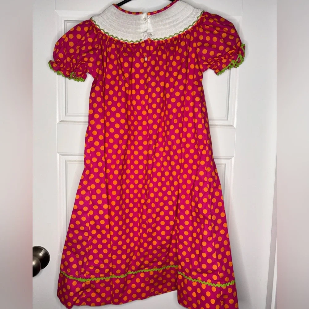 Girls Sz 5 Claire & Charlie Thanksgiving Pink Polka Dot Dress‎